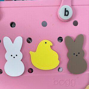 3 Piece Set-PEEPS Bogg Charms-Easter Chick and Bunny Peeps Bogg Charms-New!